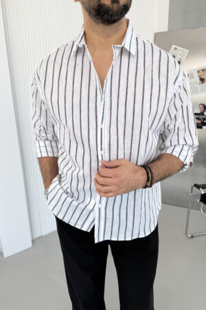 Beyaz Çizgili Gömlek GM1001