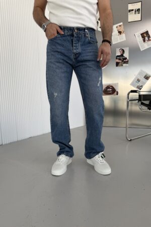 Mavi Eskitmeli Yıkamalı Baggy Jean JNBG1007