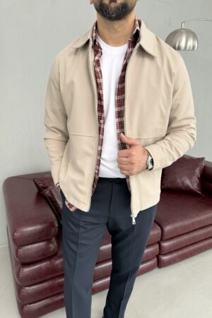 Bej Renk Gizli Cep  Mevsimlik Ceket CK1003