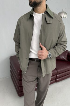 Yeşil Rengi Yaka Kadife Detaylı Mevsimlik Ceket CK1002