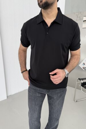 Siyah Yakalı Düğmeli Oyso Kumaş Tshırt MRC1001