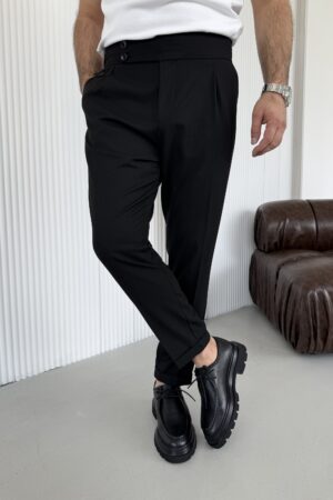 Siyah çizgili detaylı ve Pileli pantolon PT1001