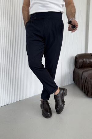 Lacivert çizgili detaylı ve Pileli pantolon PT1001