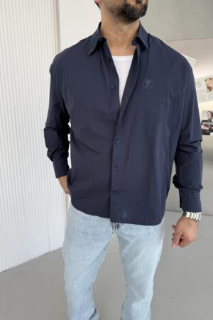 Lacivert Sırt Baskılı Oversize Gömlek GM1002 Kopyası Kopyası Kopyası