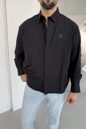 Siyah Sırt Baskılı Oversize Gömlek GM1002